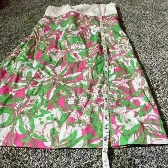Lilly Pulitzer Strapless Dress Size 4 Tie Back Floral White Green Pink - Picture 4 of 11
